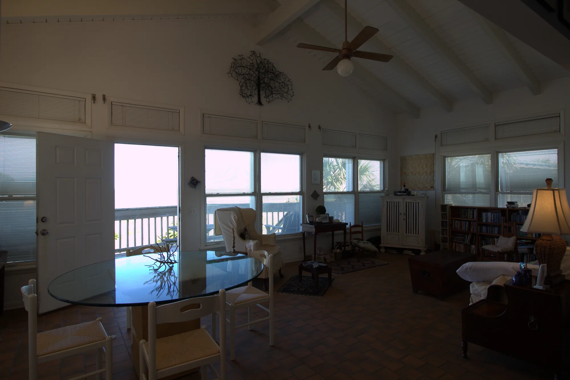 Real estate sunroom photo with blown-out windows